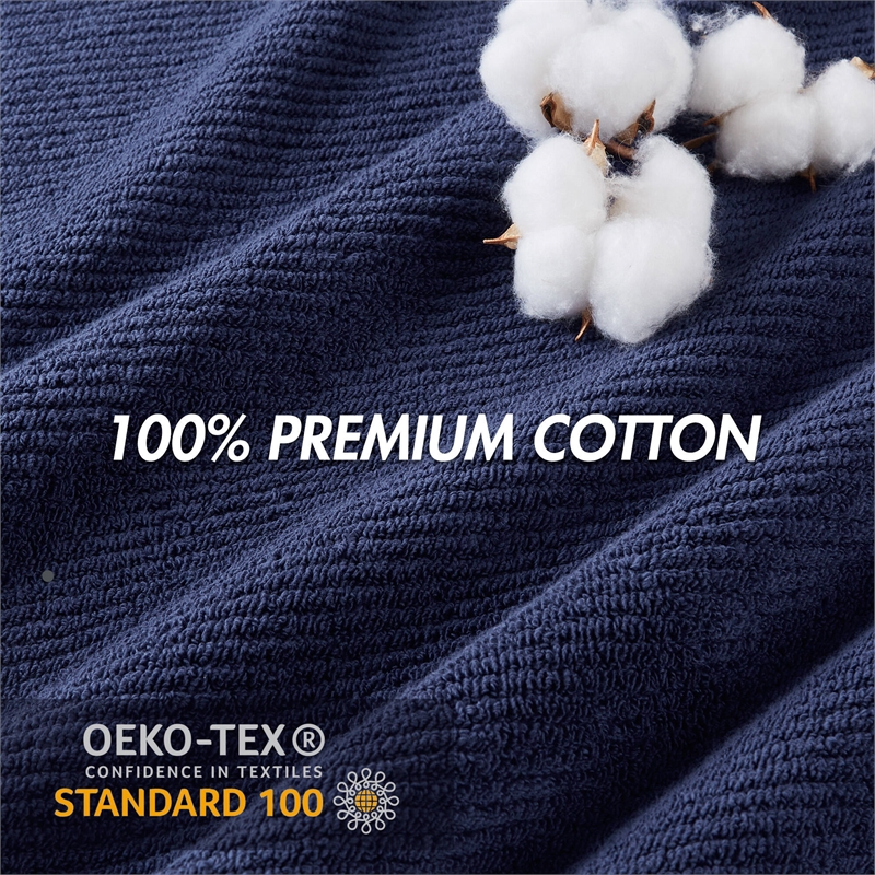 Olliix Madison Park Diagonal Ribbed 4-Piece Bath Towel Cotton in Navy