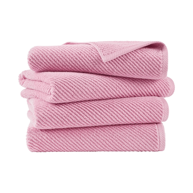 Olliix Madison Park Diagonal Ribbed 4-Piece Bath Towel Cotton in Pink
