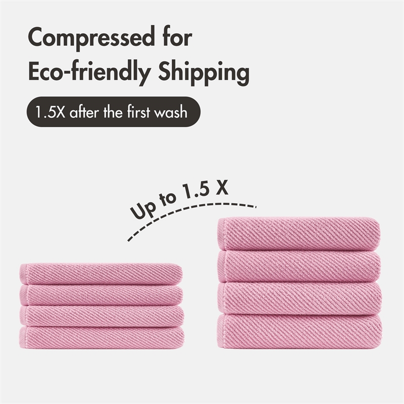Olliix Madison Park Diagonal Ribbed 4-Piece Bath Towel Cotton in Pink