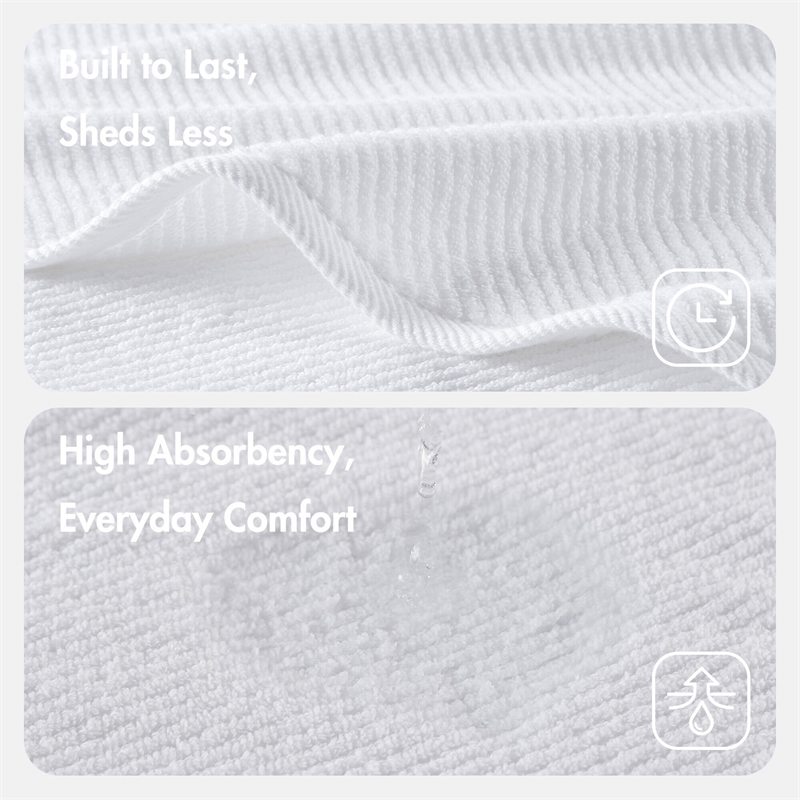 Olliix Madison Park Diagonal Ribbed 4-Piece Bath Towel Cotton in White