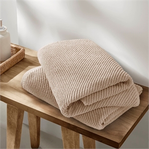 Olliix Madison Park Diagonal Ribbed 4-Piece Bath Towel Cotton in Beige