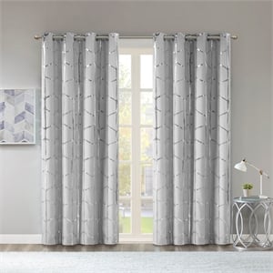 Olliix Intelligent Design Raina 2-PK 50x84&quot Panel Pair Microfiber in Grey/Silver