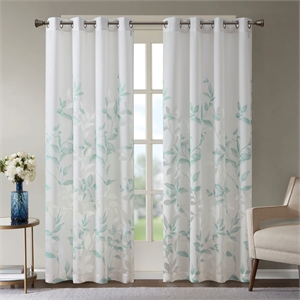 Olliix Madison Park Cecily 50x95&quot Sheer Polyester in Aqua