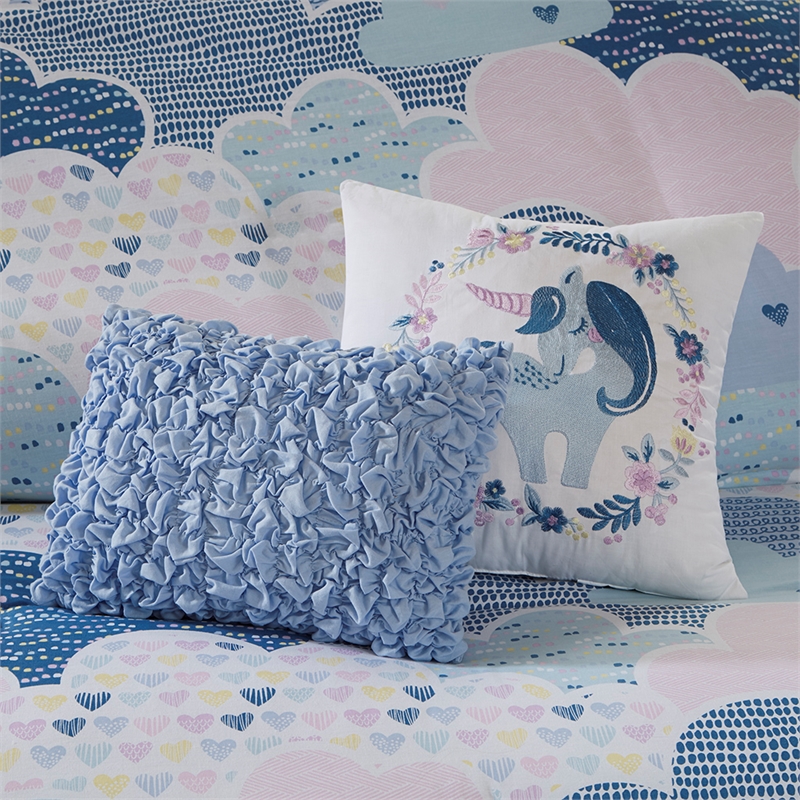 Olliix Intelligent Design Kids Cloud Full/Queen Duvet Cover Set Cotton in Blue