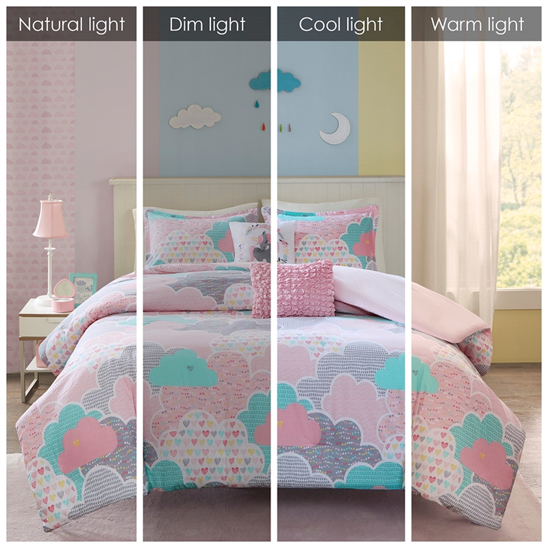 Olliix Intelligent Design Kids Cloud Full/Queen Duvet Cover Set Cotton in Pink