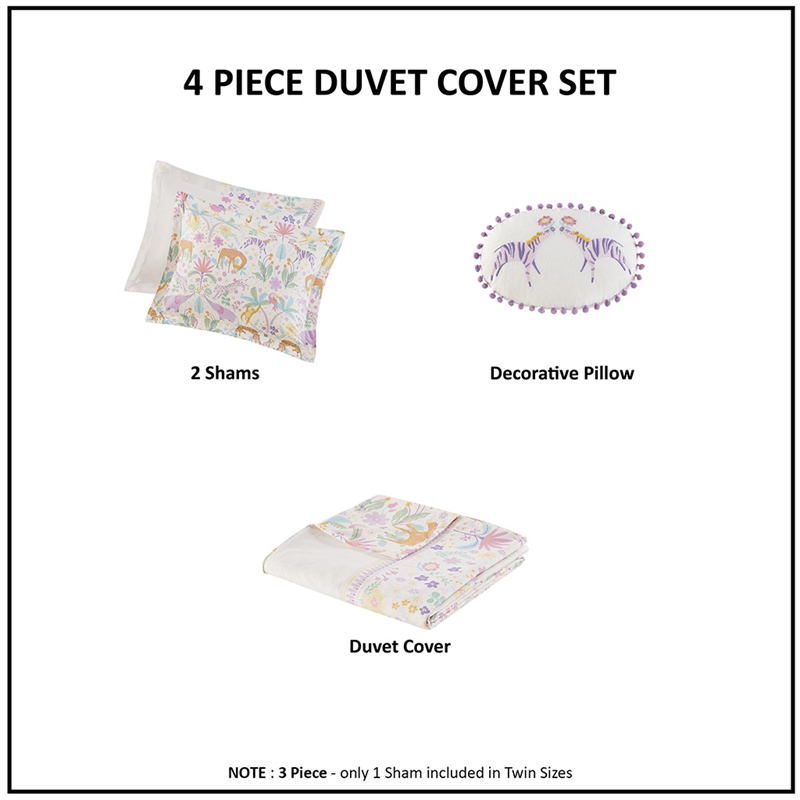 Olliix Intelligent Design Kids Lulu Full/Queen Duvet Cover Set Cotton in Purple
