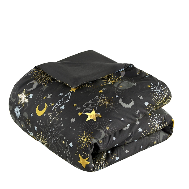 Olliix Intelligent Design Kids Celia Full/Queen Comforter Set in Charcoal/Gold