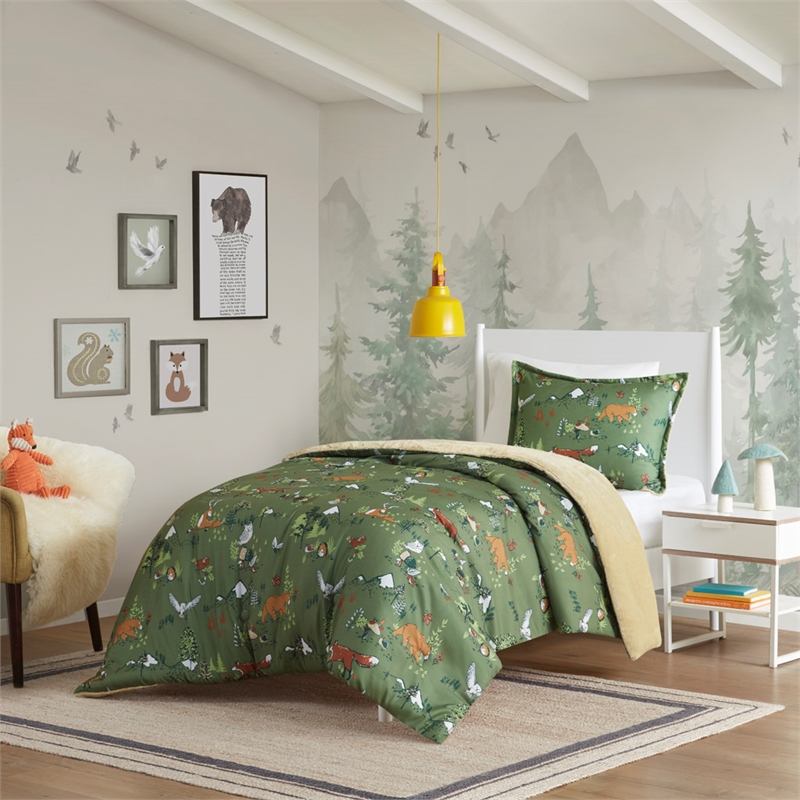Olliix Intelligent Design Kids Heath Full/Queen Comforter Mini Set in Green