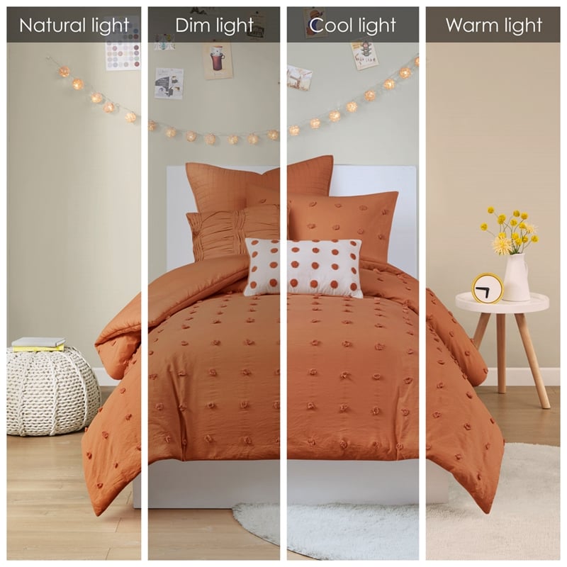 Olliix Intelligent Design Brooklyn Twin/Twin XL Comforter Set Cotton in Rust