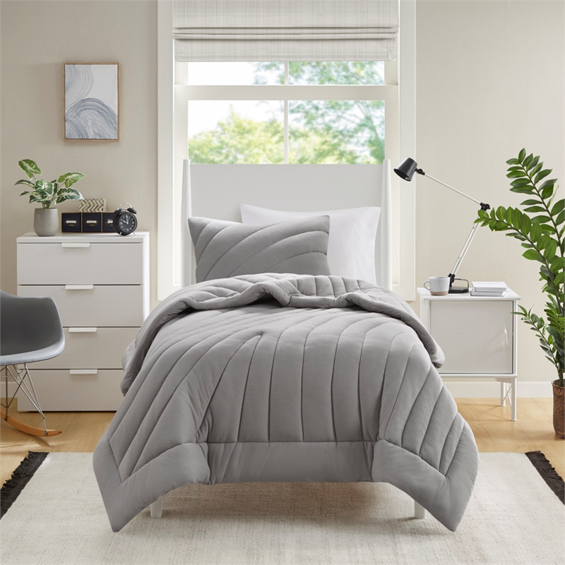 Olliix Urban Habitat Juniper Full/Queen Comforter Mini Set Polyester in Gray
