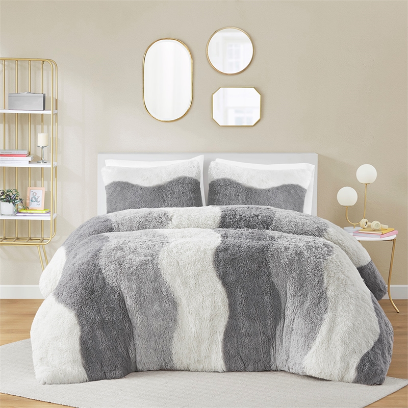Olliix Intelligent Design Cassie Full/Queen Comforter Mini Set Polyester in Grey