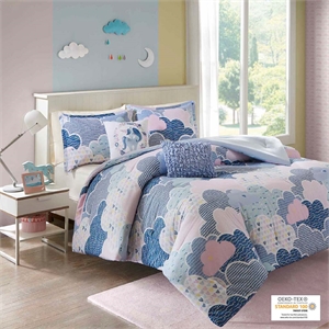 Olliix Intelligent Design Kids Cloud Full/Queen Comforter Set Cotton in Blue