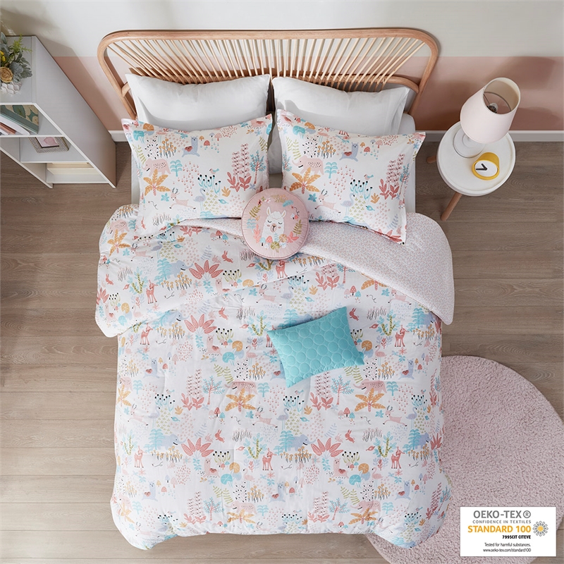 Olliix Intelligent Design Kids Iris Full/Queen Comforter Set Cotton in Blush