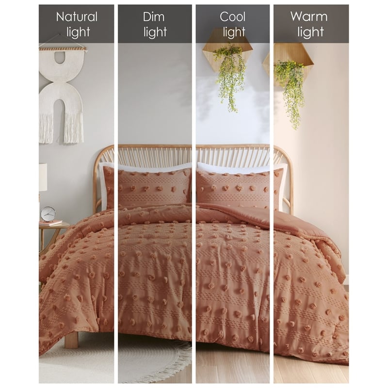 Olliix Intelligent Design Lucy King/Cal King Comforter Mini Set in Rust