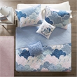 Olliix Intelligent Design Kids Cloud Full/Queen Quilt Set Cotton in Blue