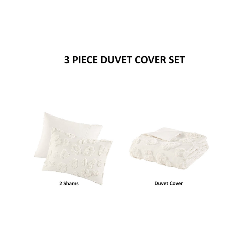 Olliix Intelligent Design Larissa King/Cal King Duvet Mini Set in  Off White