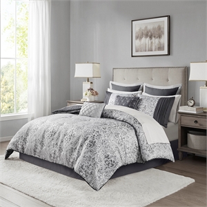 Olliix Madison Park Emilia Cal King Comforter Set Polyester in Silver
