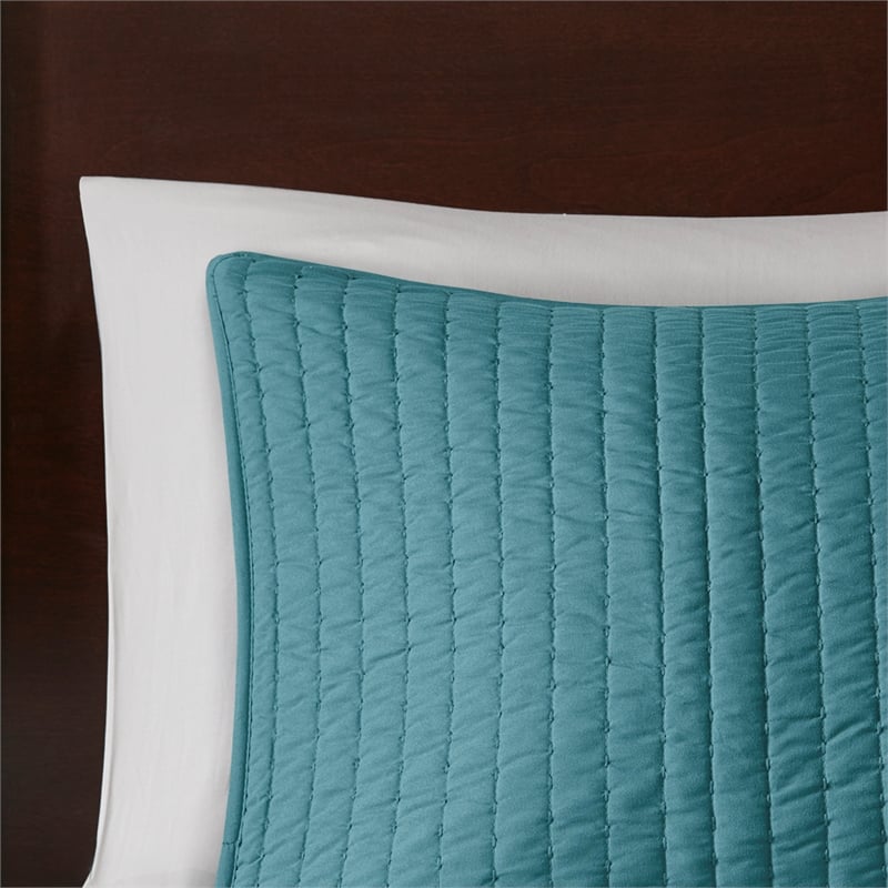 Olliix Madison Park Keaton Full/Queen Coverlet Mini Set Microfiber in Teal