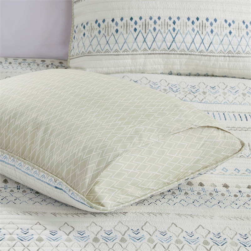 Olliix Madison Park Fraser Full/Queen Coverlet Mini Set Microfiber in Taupe/Blue