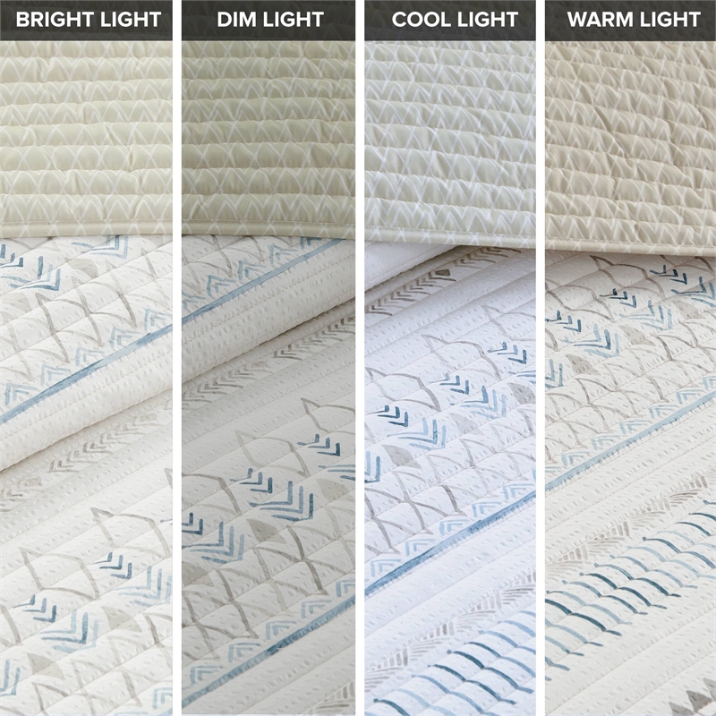 Olliix Madison Park Fraser Full/Queen Coverlet Mini Set Microfiber in Taupe/Blue