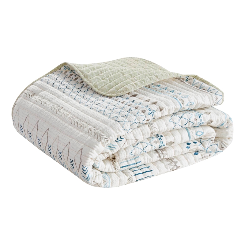Olliix Madison Park Fraser Full/Queen Coverlet Mini Set Microfiber in Taupe/Blue