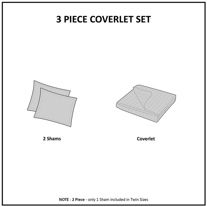 Olliix Madison Park Keaton Full/Queen Coverlet Mini Set Cotton in Grey