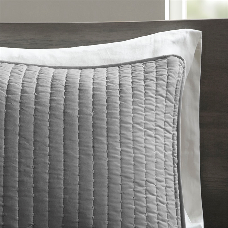 Olliix Madison Park Keaton Full/Queen Coverlet Mini Set Cotton in Grey