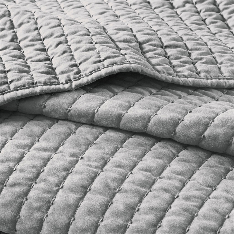Olliix Madison Park Keaton King/Cal King Coverlet Mini Set Cotton in Grey