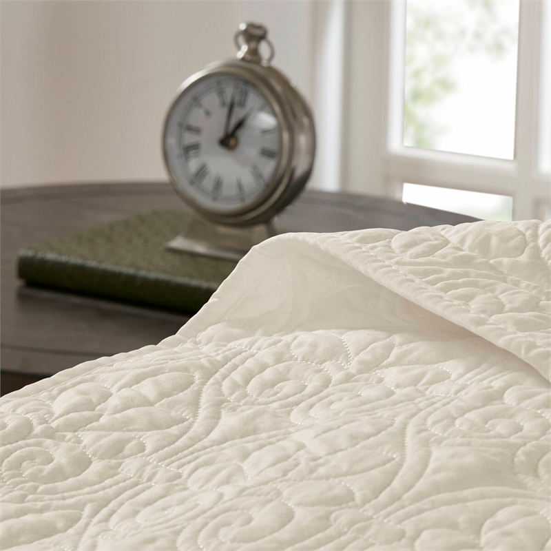 Olliix Madison Park Quebec Full/Queen Coverlet Mini Set Cotton in Cream