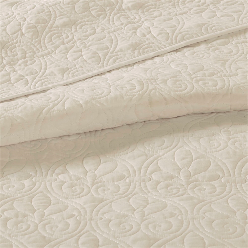Olliix Madison Park Quebec King/Cal King Coverlet Mini Set Cotton in Cream