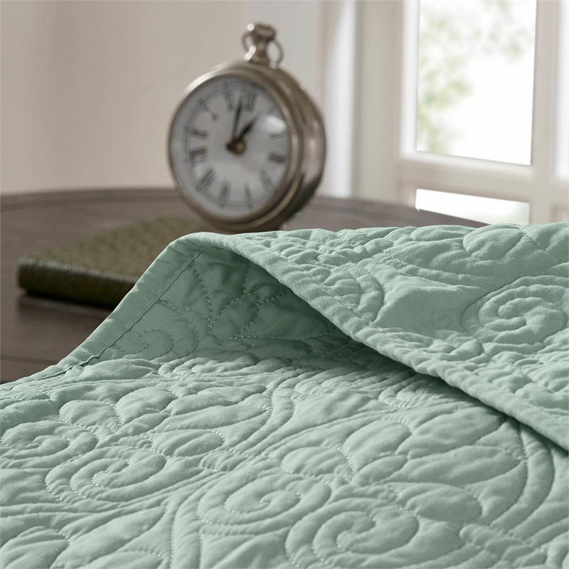 Olliix Madison Park Quebec Full/Queen Coverlet Mini Set Cotton in Seafoam
