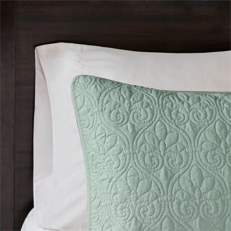 Olliix Madison Park Quebec Full/Queen Coverlet Mini Set Cotton in Seafoam
