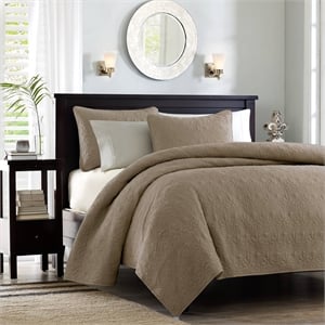 Olliix Madison Park Quebec Full/Queen Coverlet Mini Set Cotton in Khaki