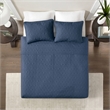 Olliix Madison Park Quebec King/Cal King Coverlet Mini Set Cotton in Navy
