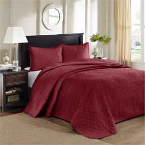Olliix Madison Park Quebec Queen Bedspread Set Cotton in Red