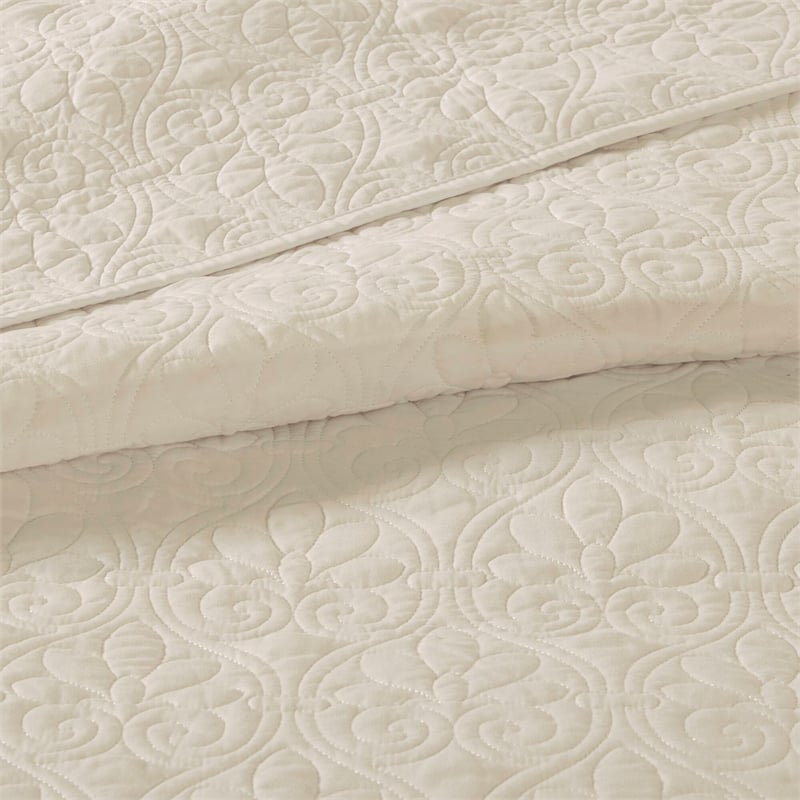 Olliix Madison Park Quebec Twin/Twin XL Coverlet Mini Set Cotton in Cream