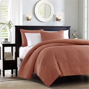Olliix Madison Park Quebec Full/Queen Coverlet Mini Set Cotton in Clay Red