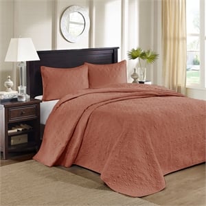 Olliix Madison Park Quebec Queen Bedspread Set Cotton in Clay Red