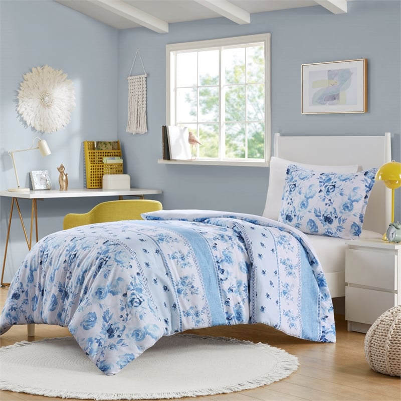 Olliix Intelligent Design Christa Full/Queen Duvet Mini Set Polyester in Blue