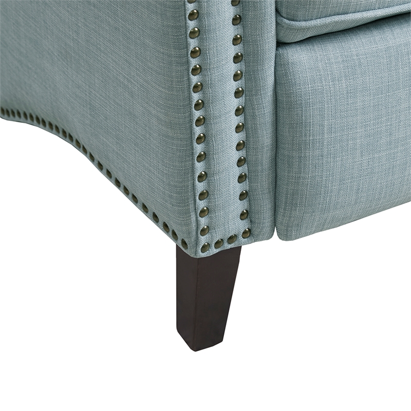 Olliix Madison Park Aidan Recliner Wood/Fabric in Light Blue