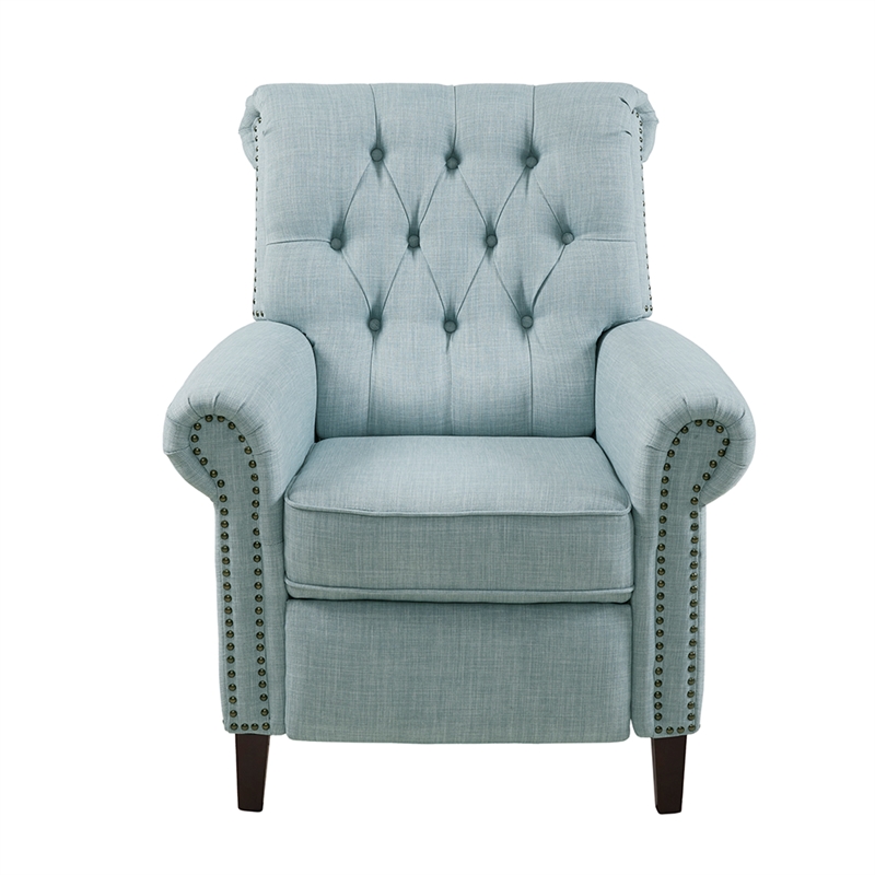 Olliix Madison Park Aidan Recliner Wood/Fabric in Light Blue