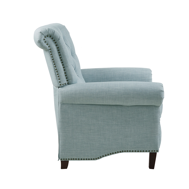Olliix Madison Park Aidan Recliner Wood/Fabric in Light Blue