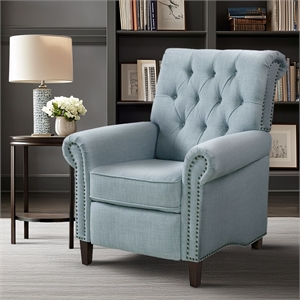 Olliix Madison Park Aidan Recliner Wood/Fabric in Light Blue