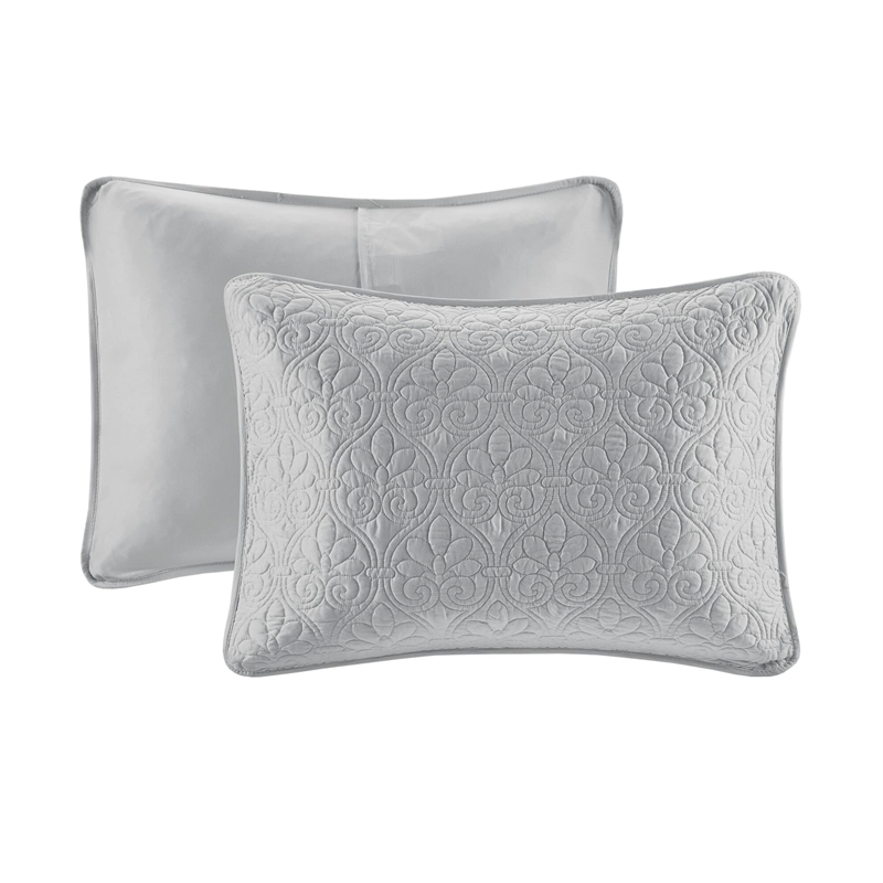 Olliix Madison Park Quebec Twin/Twin XL Coverlet Mini Set Cotton in Grey