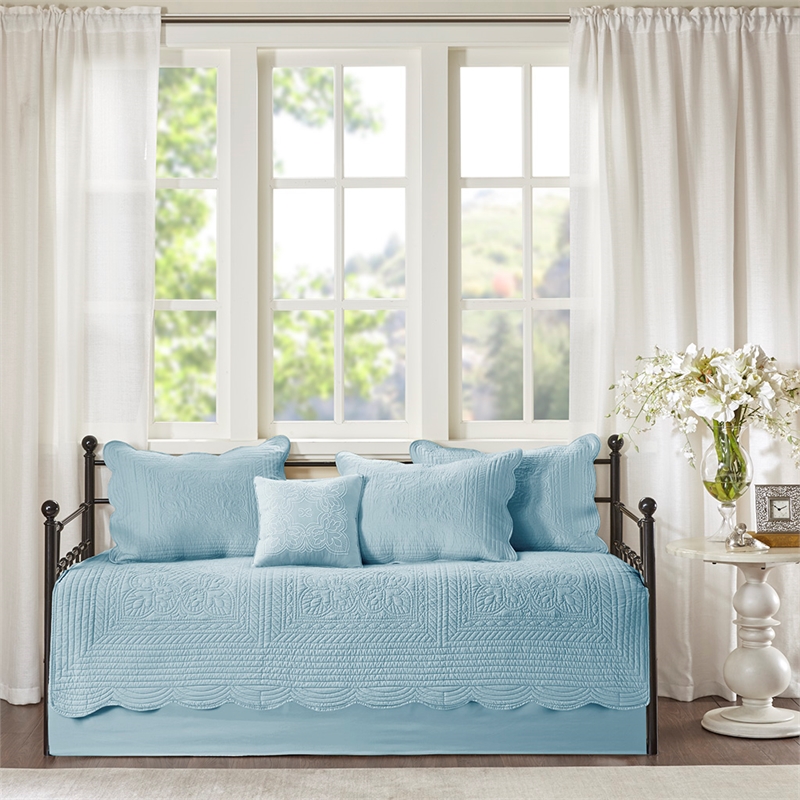 Olliix Madison Park Tuscany Daybed Daybed Cover Set Microfiber in Blue