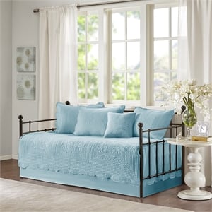 Olliix Madison Park Tuscany Daybed Daybed Cover Set Microfiber in Blue