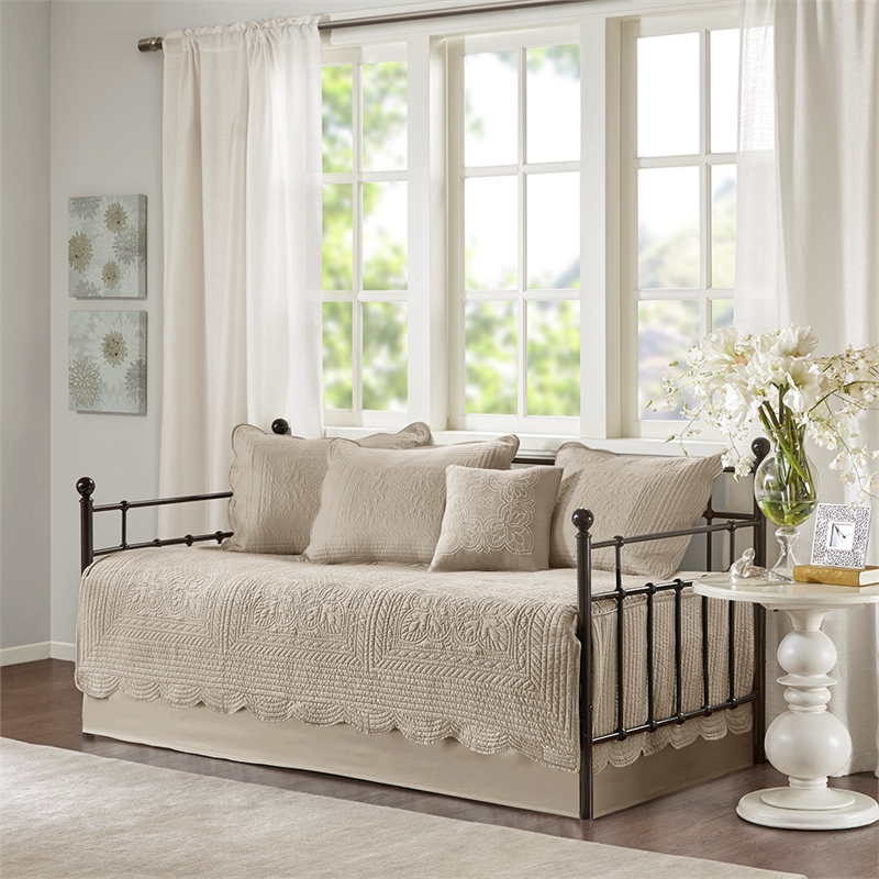 Olliix Madison Park Tuscany Daybed Daybed Cover Set Microfiber in Khaki