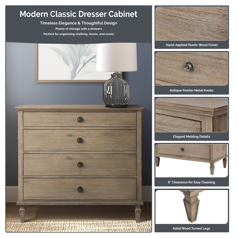 Olliix Madison Park Signature Victoria Dresser MDF/Wood in Antique Cream