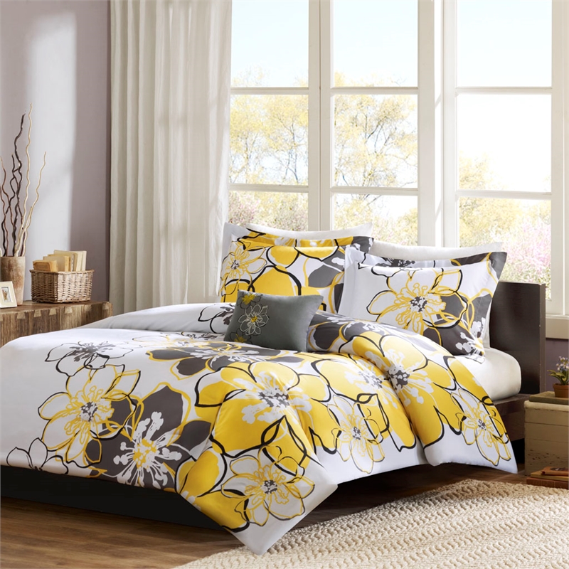 Olliix Intelligent Design Allison Twin XL Duvet Cover Set Polyester in Yellow