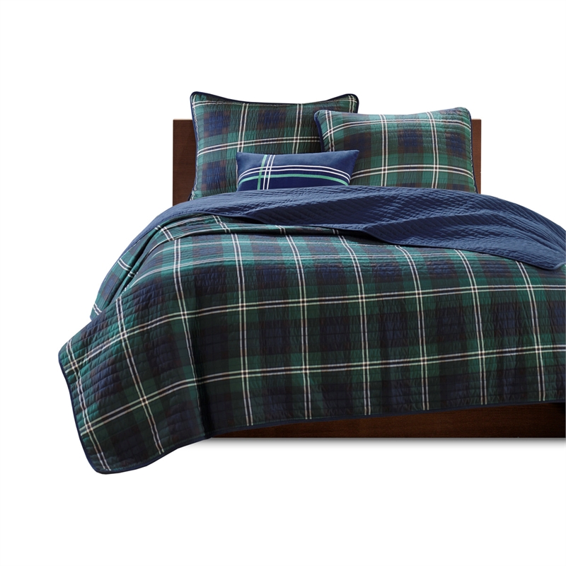 Olliix Intelligent Design Brody Full/Queen Quilt Set Cotton in Blue